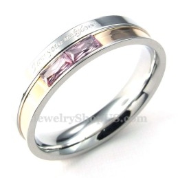 Titanium Lovers Ring With Red Rhinestone