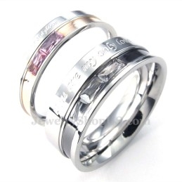 Titanium Lovers Ring With Red Rhinestone