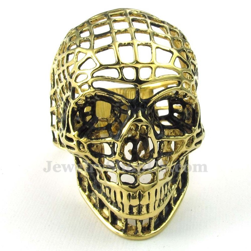 Gold Titanium Hollow Skull Ring Gold Titanium Hollow Skull Ring