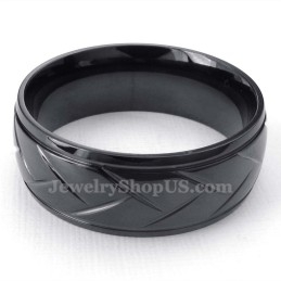 Black Hack Flower Titanium Ring