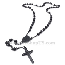 Black Color Titanium Jesus Pendant Necklace
