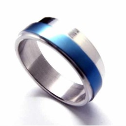 Mens 6Mm Blue Titanium Ring
