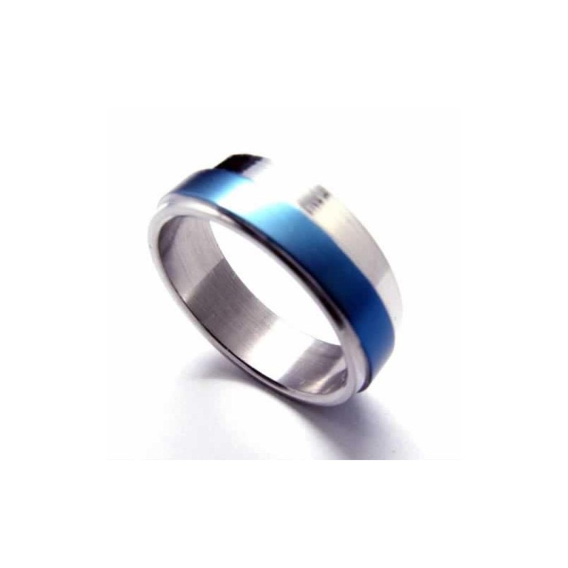 Mens 6Mm Blue Titanium Ring Mens 6Mm Blue Titanium Ring