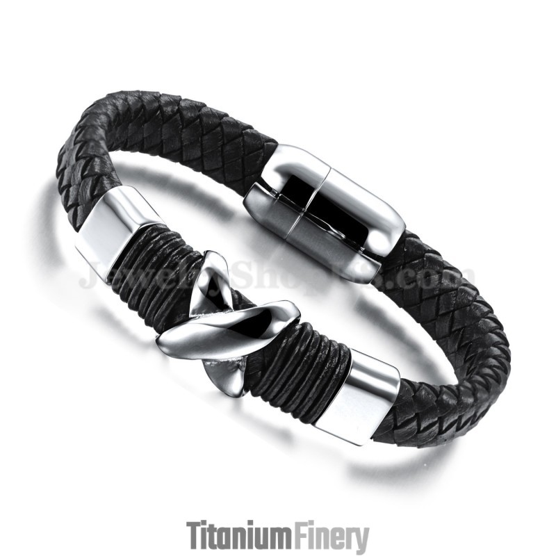Fashion Men's Titanium Leather Bracelet C902 Fashion Men's Titanium Leather Bracelet C902