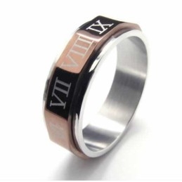 Roman Numerals Mens 7Mm Titanium Ring
