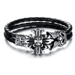 Good Sale Men's Titanium Leather Bracelet C871
