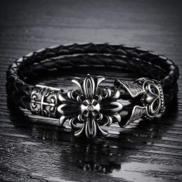 Good Sale Men's Titanium Leather Bracelet C871