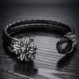 Good Sale Men's Titanium Leather Bracelet C871