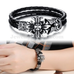 Good Sale Men's Titanium Leather Bracelet C871