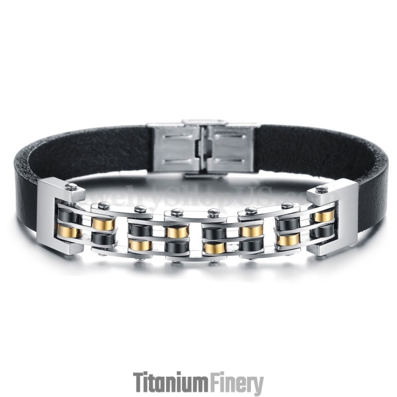 Hot Sale Men's Titanium Leather Bracelet C839