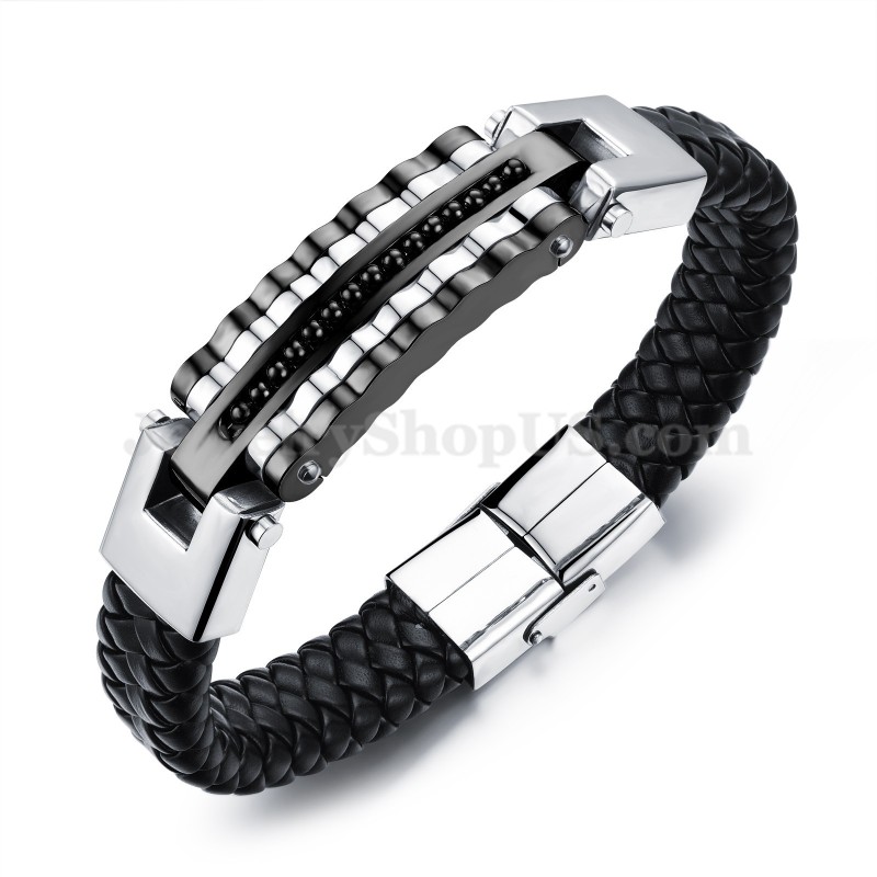 Graceful Men's Titanium Leather Bracelet C993 Graceful Men's Titanium Leather Bracelet C993