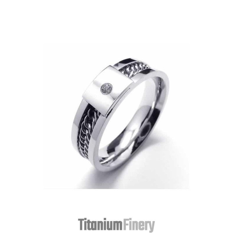 Diamond Set 6Mm Titanium Inlaid Court Band Ring Diamond Set 6Mm Titanium Inlaid Court Band Ring