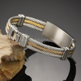 Gold Silver Men's Titanium Cross Bracelet C759