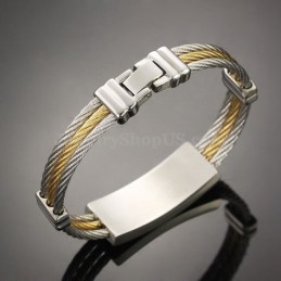 Gold Silver Men's Titanium Cross Bracelet C759