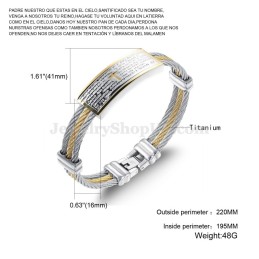 Gold Silver Men's Titanium Cross Bracelet C759