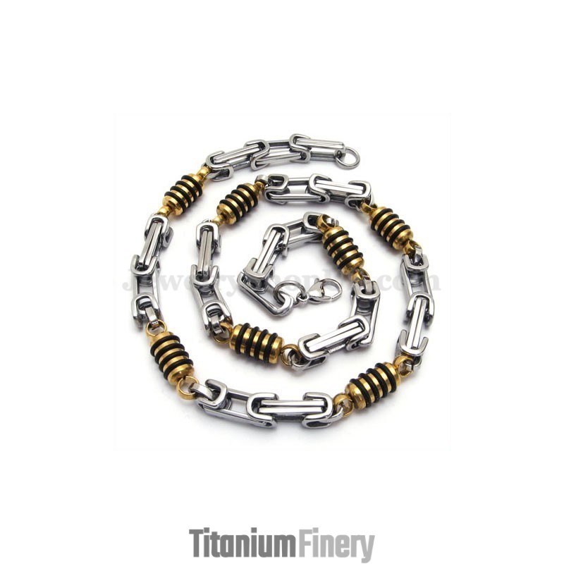 Silver Gold Men's Titanium Necklace Chain Silver Gold Men's Titanium Necklace Chain