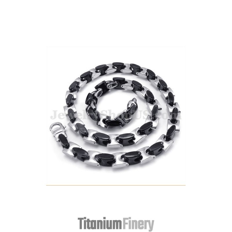 Stunning Black Men's Titanium Necklace Chain