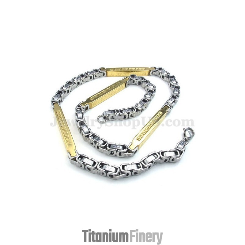 Silver Gold Men's Titanium Necklace Chain Silver Gold Men's Titanium Necklace Chain