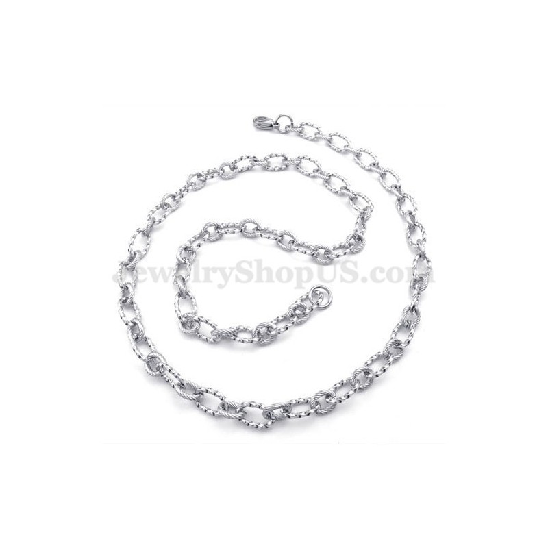 Simple Silver Men's Titanium Necklace Chain Simple Silver Men's Titanium Necklace Chain