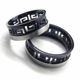 7Mm Black Titanium Greek Key Spinning Ring