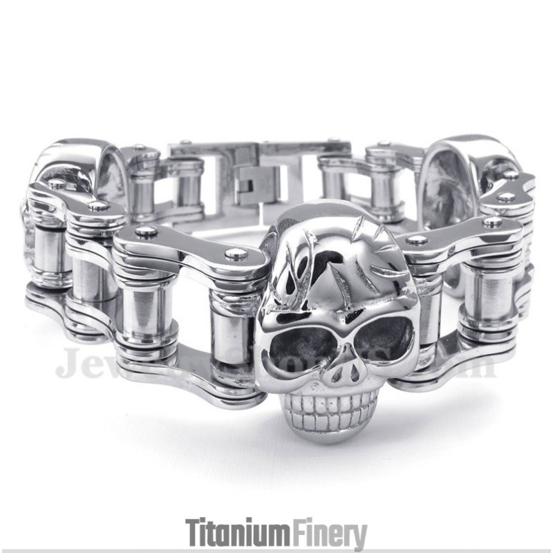 Men's Titanium Bicycle Chain Skull Bracelet Men's Titanium Bicycle Chain Skull Bracelet