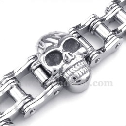 Men's Titanium Bicycle Chain Skull Bracelet