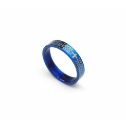 Bible Cross Mens 4Mm Blue Titanium Ring