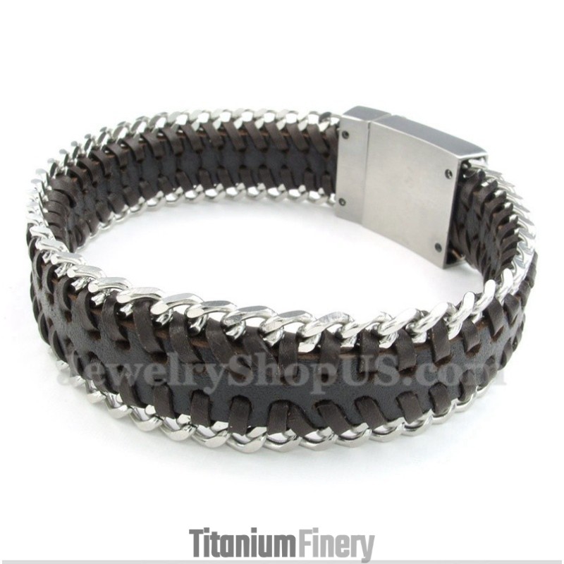 Men's Titanium Leather Bracelet Men's Titanium Leather Bracelet