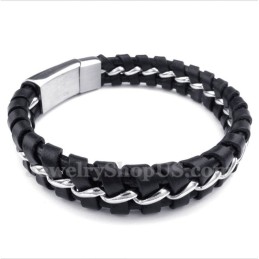 Men's Titanium Leather Bracelet