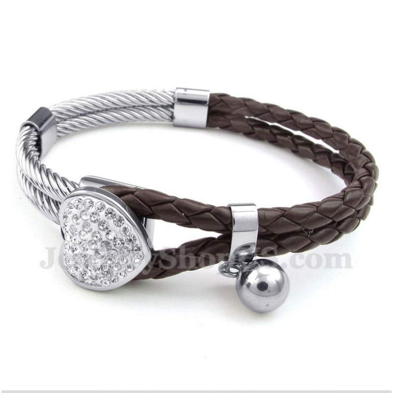Men's Heart Shaped Leather Titanium Bracelet Men's Heart Shaped Leather Titanium Bracelet