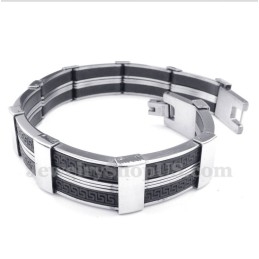 Men's Titanium Rubber Greek Meander Pattern Bracelet