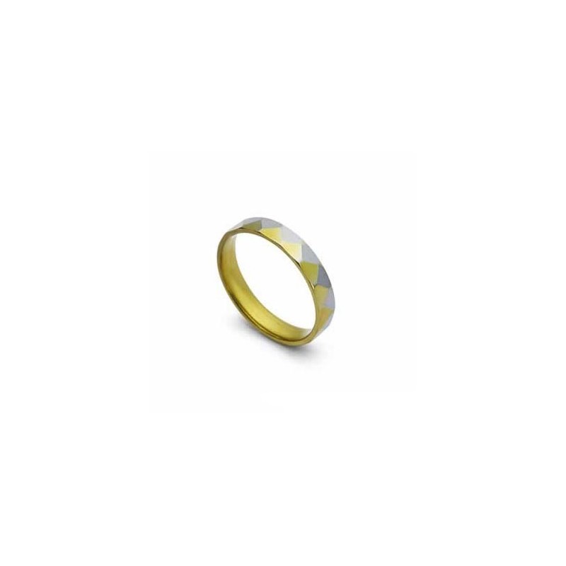 4Mm Titanium Gold & Silver Ring 4Mm Titanium Gold & Silver Ring