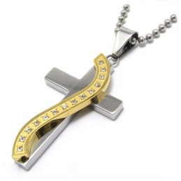 Fashion S Style With Diamonds Cross Titanium Pendant