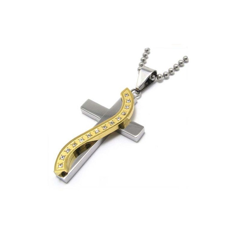 Fashion S Style With Diamonds Cross Titanium Pendant