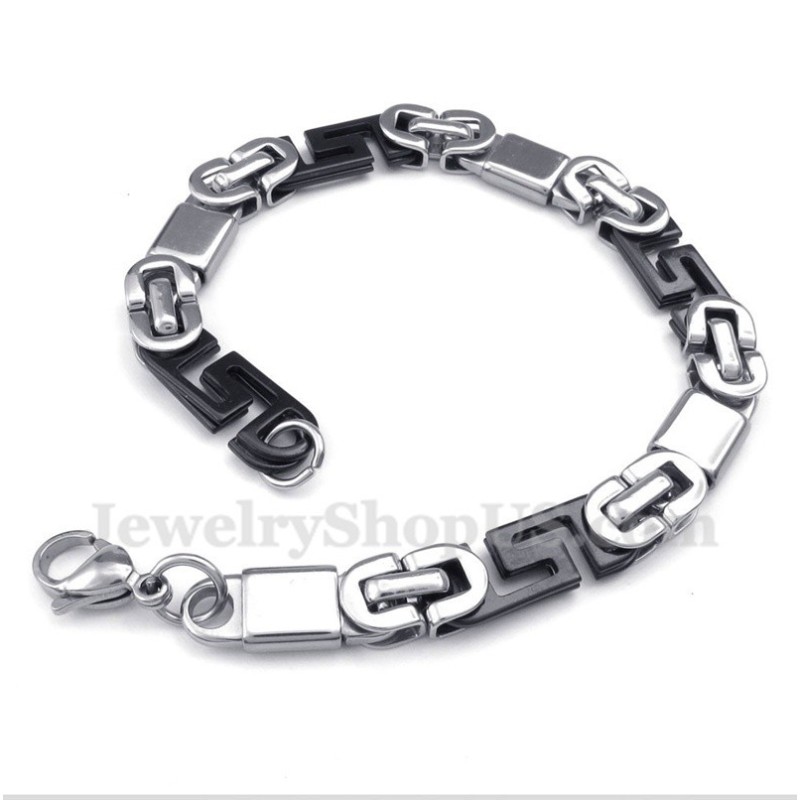 Men's Titanium Greek Meander Pattern Black Bracelet Men's Titanium Greek Meander Pattern Black Bracelet