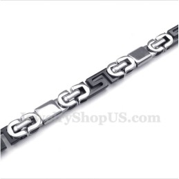 Men's Titanium Greek Meander Pattern Black Bracelet