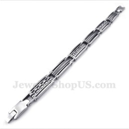 Men's Titanium Greek Meander Pattern Black Bracelet