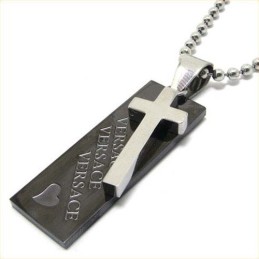 Love Heart Black Titanium Cross Pendant