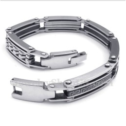 Men's Titanium Greek Meander Pattern Black Bracelet