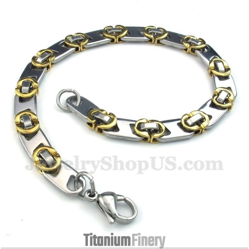 Men's Titanium Gold Half Crescent Bracelet