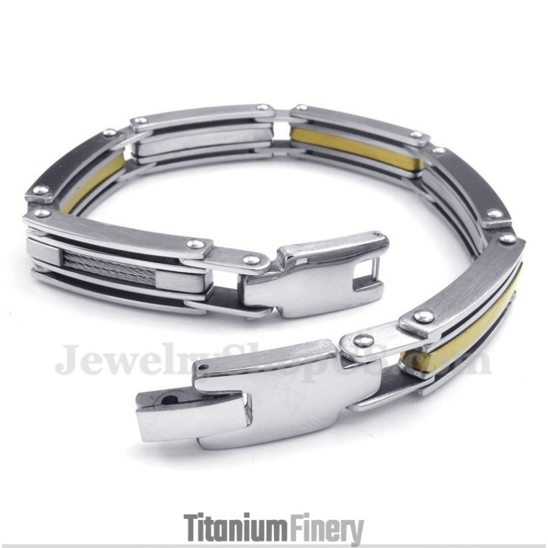 Men's Titanium Gold Bracelet