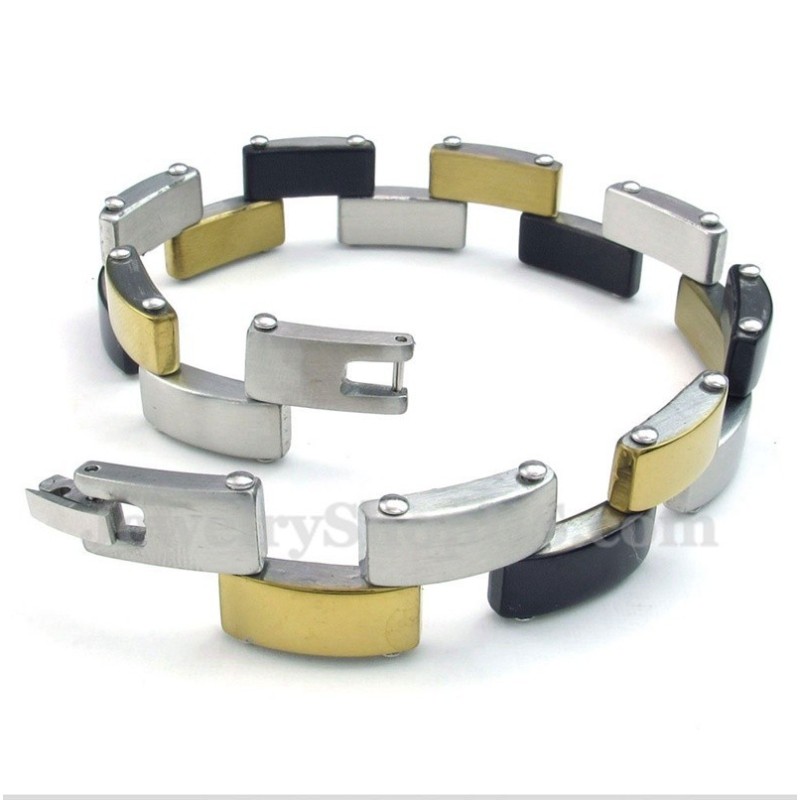 Men's Titanium Gold Black Bracelet Men's Titanium Gold Black Bracelet