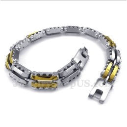 Men's Titanium Gold Serrated Bracelet