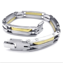 Men's Titanium Gold Cable Bracelet