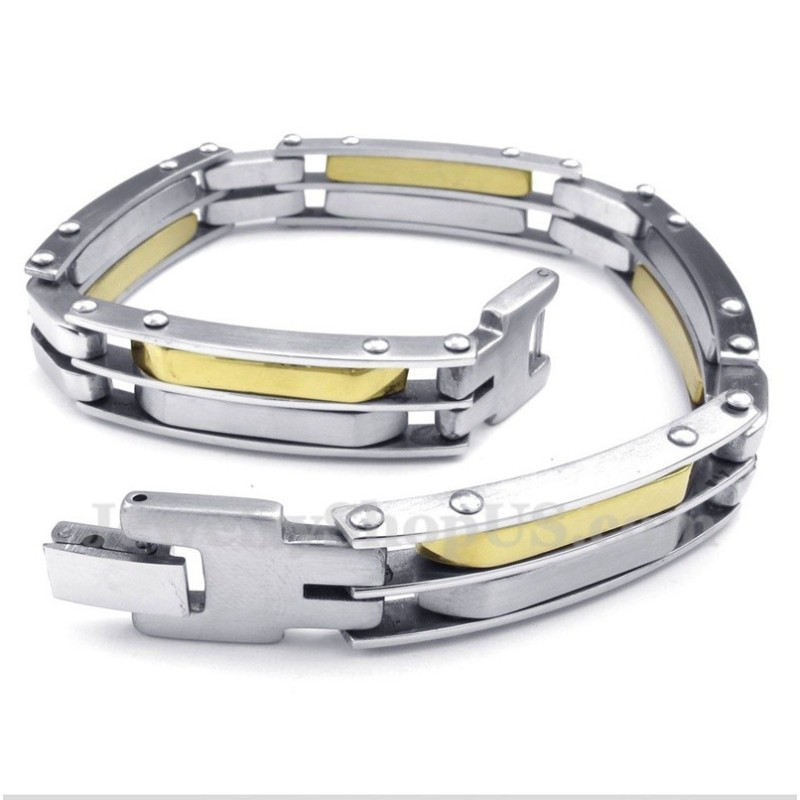 Men's Titanium Gold Cable Bracelet Men's Titanium Gold Cable Bracelet