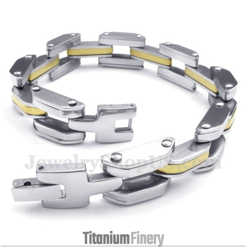 Men's Titanium Gold Bracelet