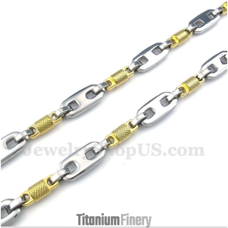Men's Titanium Gold Cylinder Necklace Men's Titanium Gold Cylinder Necklace
