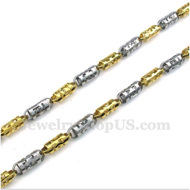 Men's Titanium Gold Hollow Cylinder Necklace Men's Titanium Gold Hollow Cylinder Necklace