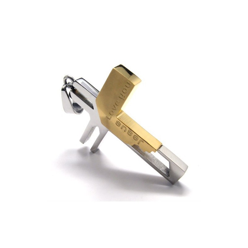 Love You Jesus Cross Titanium Pendant (Golden) Love You Jesus Cross Titanium Pendant (Golden)
