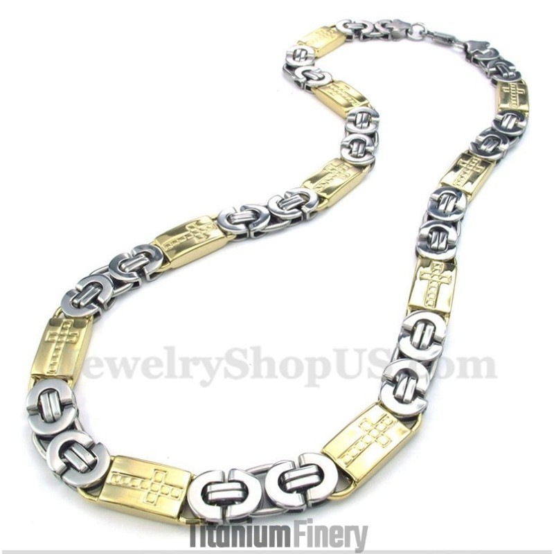 Men's Titanium Gold Cross Necklace Men's Titanium Gold Cross Necklace